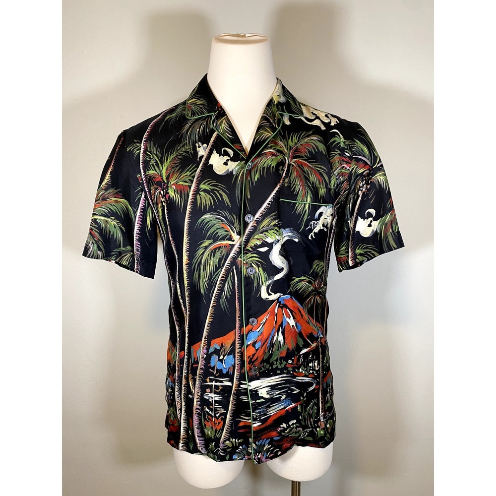 100% AUTHENTIC DOLCE & GABBANA Palermo Palm Casual SILK Pajama Shirt